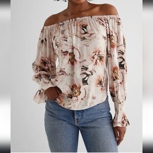 Express Satin Floral Off-Shoulder Women's Top